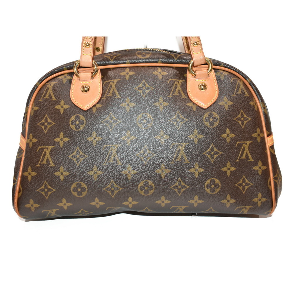 Louis Vuitton Coated Bag Handbag Monogram Canvas Shoulder Brown Montorgueil